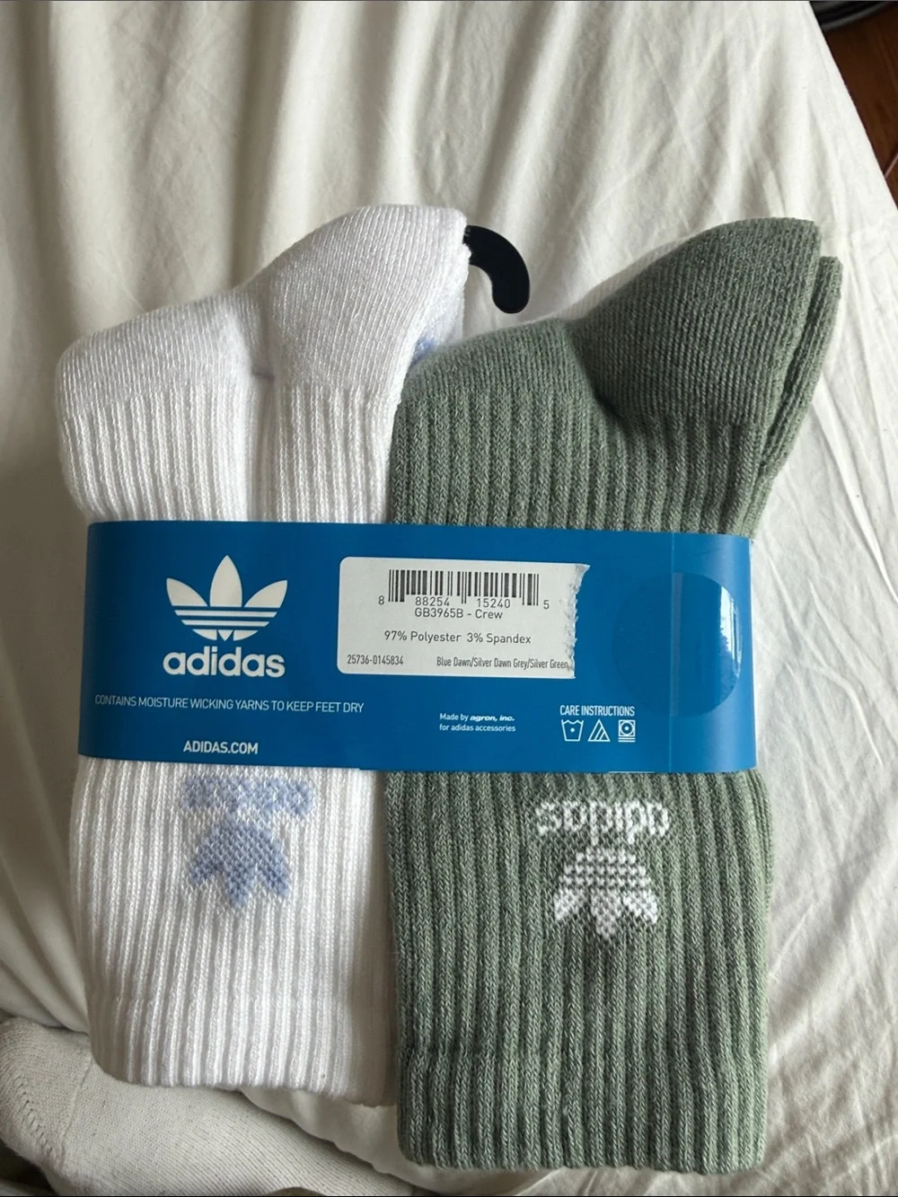 adidas Crew Socks 6-Pack – White & Light Blue light purple & silver green